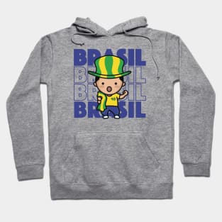 Brazil Football Fan // Kawaii Cute Brasil Soccer Supporter Hoodie